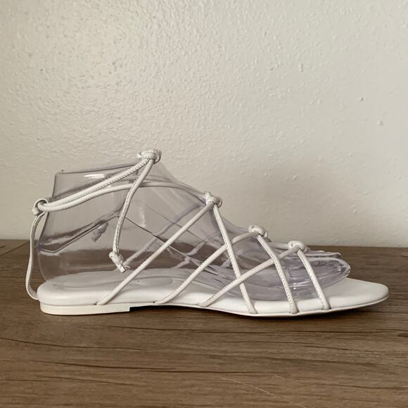 VINCE Kenna Leather Strappy Gladiator Knotted Leather Sandal Flats sz 6 US White - Picture 10 of 16